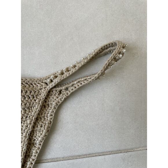 JMP Label Bikini Swim Cabo Crochet Pearl Triangle Swimsuit Pebble - Picture 10 of 13